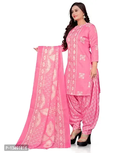 PARADISE PRINTS Women's Cotton Foil Printed Unstitched Salwar Suit Dress Material{Light Pink}-thumb4