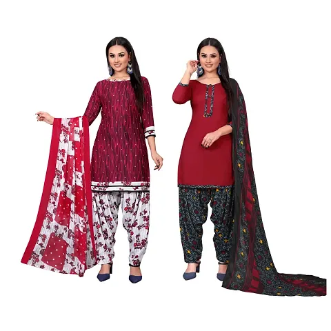 Stylish Crepe Unstitched Dress Material For Women Pack Of 2