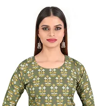 Stylish Olive Crepe Digital Printed A-Line Kurti For Women-thumb4