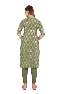 Stylish Olive Crepe Digital Printed A-Line Kurti For Women-thumb1