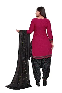 Elegant Multicoloured Crepe Self Design Dress Material with Dupatta For Women-thumb1