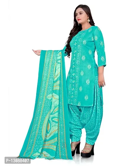 PARADISE PRINTS Women's Cotton Foil Printed Unstitched Salwar Suit Dress Material{Sky Blue}-thumb4