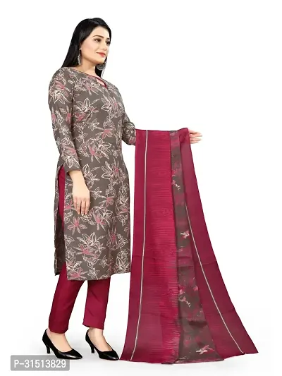 Elegant Multicoloured Cotton Printed Dress Material with Dupatta For Women-thumb2