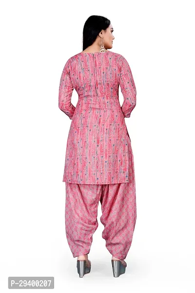 Elegant Multicoloured Cotton Printed Dress Material with Dupatta For Women-thumb3