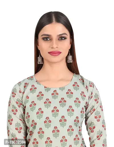 Stylish Grey Crepe Digital Printed A-Line Kurti For Women-thumb5