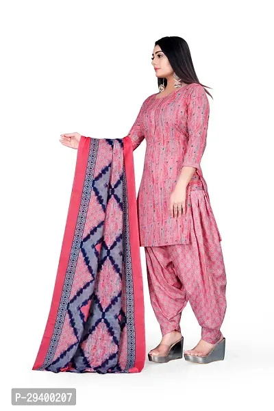 Elegant Multicoloured Cotton Printed Dress Material with Dupatta For Women-thumb5