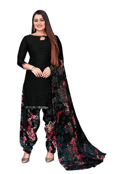 V3 FASHION STUDIO presents the exquisite collection of crepe 3 piece floral design unstitched suit (top,bottom,dupptta) for womens (BLACKMULTI)