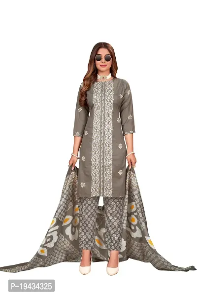 Stylish Prints Cotton Embroidery Unstitched Dress Material For Women