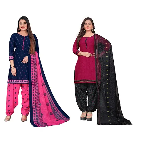 Elegant Crepe Self Design Dress Material with Dupatta For Women