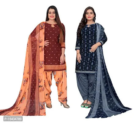 Stylish Prints Crepe Unstitched Dress Material For Women- ( Pack Of 2 )