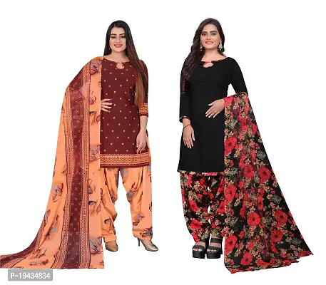 Stylish Prints Crepe Unstitched Dress Material For Women- ( Pack Of 2 )