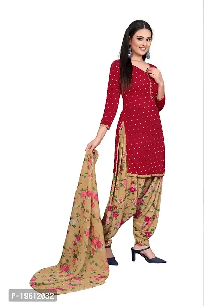 Elegant Multicoloured Crepe Self Design Dress Material with Dupatta For Women-thumb3