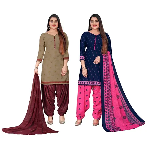 Elegant Crepe Self Design Dress Material with Dupatta For Women