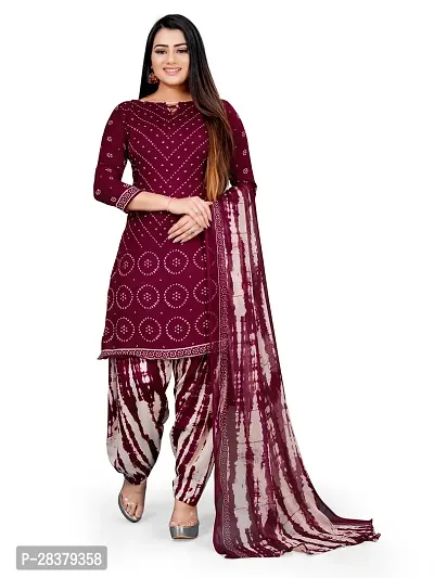 Elegant Crepe Printed Dress Material With Dupatta For Women