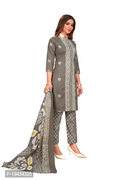 Stylish Prints Cotton Embroidery Unstitched Dress Material For Women-thumb4