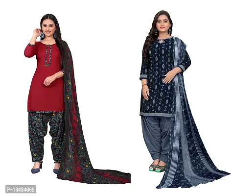 Stylish Prints Crepe Unstitched Dress Material For Women- ( Pack Of 2 )