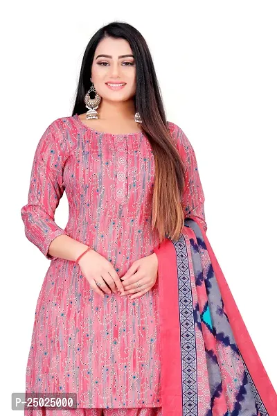 Elegant Multicoloured Cotton Printed Dress Material with Dupatta For Women Pack of 2-thumb2