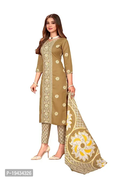 Stylish Prints Cotton Embroidery Unstitched Dress Material For Women-thumb3