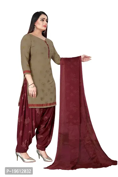 Elegant Multicoloured Crepe Self Design Dress Material with Dupatta For Women-thumb5