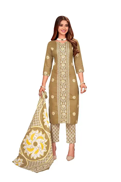 Stylish Prints Embroidery Unstitched Dress Material For Women