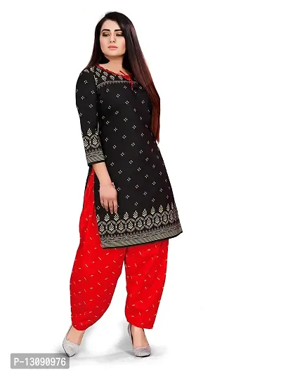 PARADISE PRINTS COTTON UNSTITCHED SALWAR SUIT DRESS MATERIAL FOR WOMEN-{Nature Black}-thumb3