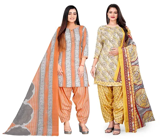 Elegant Dress Material with Dupatta For Women Pack of 2