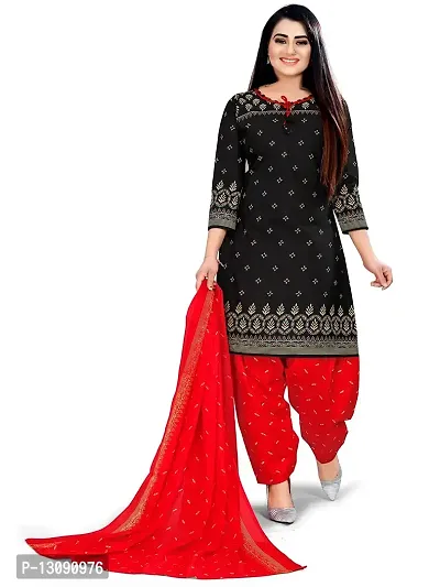 PARADISE PRINTS COTTON UNSTITCHED SALWAR SUIT DRESS MATERIAL FOR WOMEN-{Nature Black}-thumb0