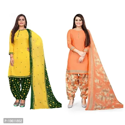 Elegant Multicoloured Crepe Self Design Dress Material with Dupatta For Women