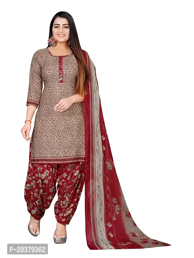 Elegant Crepe Printed Dress Material With Dupatta For Women-thumb0