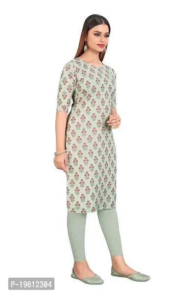 Stylish Grey Crepe Digital Printed A-Line Kurti For Women-thumb3