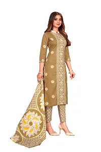 Stylish Prints Cotton Embroidery Unstitched Dress Material For Women-thumb1