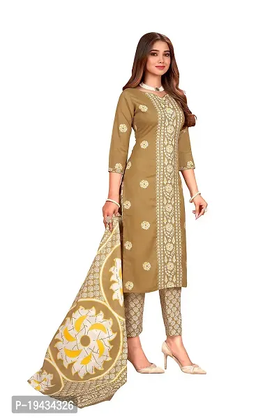 Stylish Prints Cotton Embroidery Unstitched Dress Material For Women-thumb2