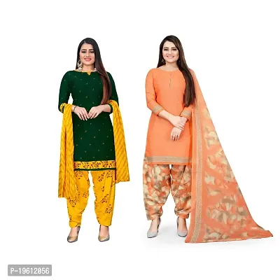 Elegant Multicoloured Crepe Self Design Dress Material with Dupatta For Women