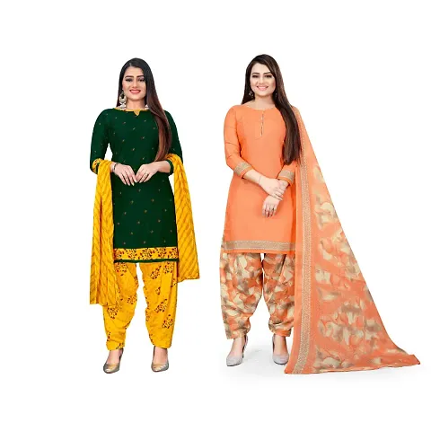 Stylish Crepe Unstitched Dress Material For Women Pack Of 2