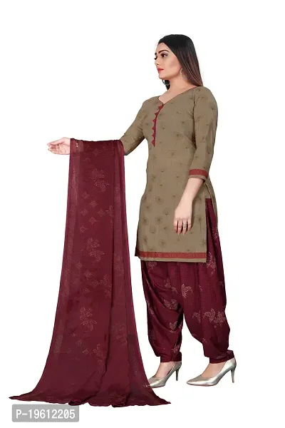 Elegant Multicoloured Crepe Self Design Dress Material with Dupatta For Women-thumb5