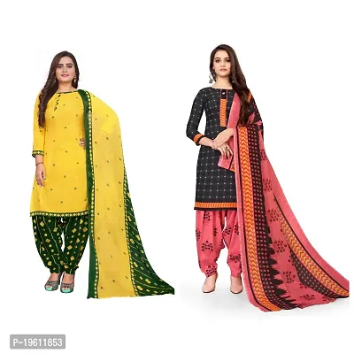 Elegant Multicoloured Crepe Self Design Dress Material with Dupatta For Women