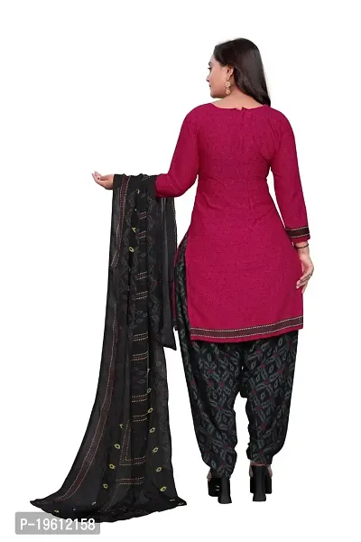 Elegant Multicoloured Crepe Self Design Dress Material with Dupatta For Women-thumb2