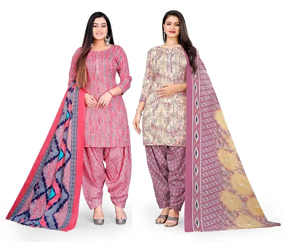 Elegant Dress Material with Dupatta For Women Pack of 2