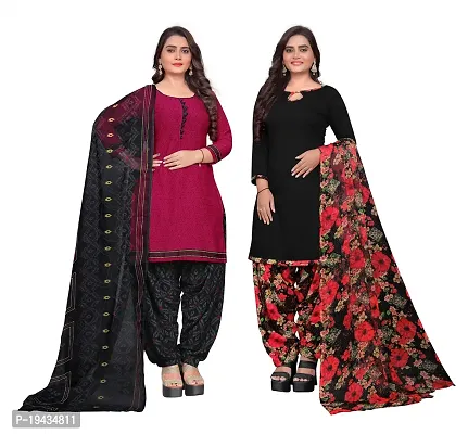 Stylish Prints Crepe Unstitched Dress Material For Women- ( Pack Of 2 )