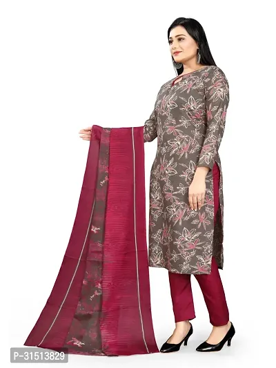 Elegant Multicoloured Cotton Printed Dress Material with Dupatta For Women-thumb0