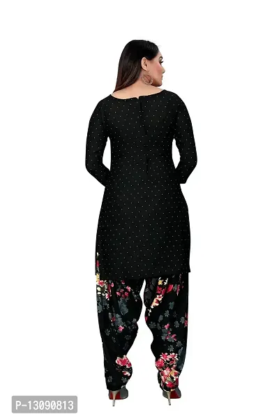 PARADISE PRINTS Crepe Pokla Printed Unstitched Dress Material For Women$$Dark Black$$-thumb2