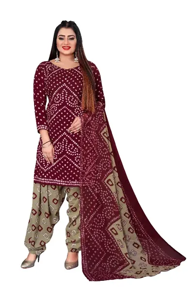 V3 FASHION STUDIO presents the exquisite collection of crepe 3 piece floral design unstitched suit (top,bottom,dupptta) for womens (MAROON)