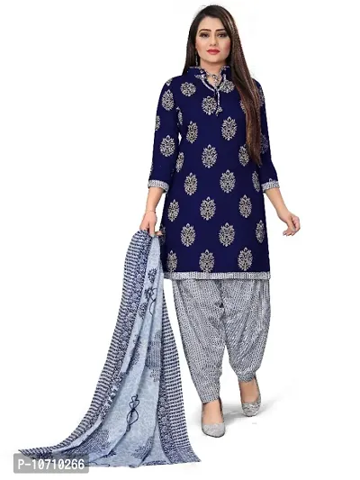 Paradise Prints Womens Blue Printed Unstitched Salwar Suit Material-thumb0