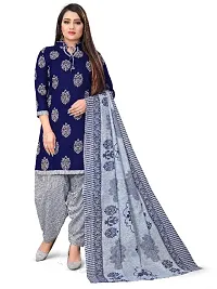 Paradise Prints Womens Blue Printed Unstitched Salwar Suit Material-thumb1