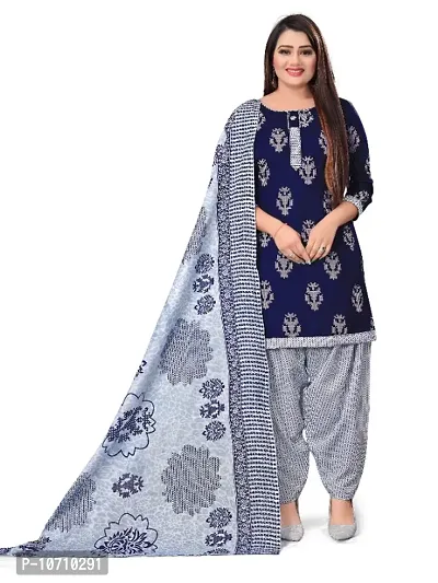 Paradise Prints Womens Blue Printed Unstitched Salwar Suit Material-thumb0