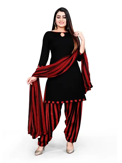 V3 FASHION STUDIO presents the exquisite collection of crepe 3 piece ethnic motif design unstitched suit (top,bottom,dupptta) for womens (BLACKRED)