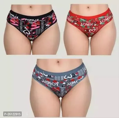 Stylish Multicoloured Cotton Blend Printed Briefs For Women Pack Of 3