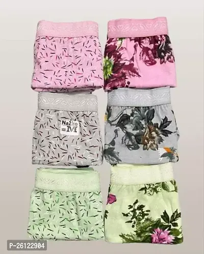 Stylish Multicoloured Cotton Printed Briefs For Women Pack Of 6-thumb0