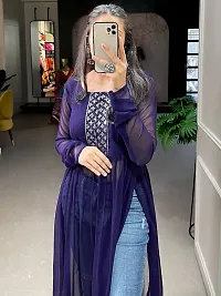 Stylish High-low Self Pattern Georgette Kurta-thumb1