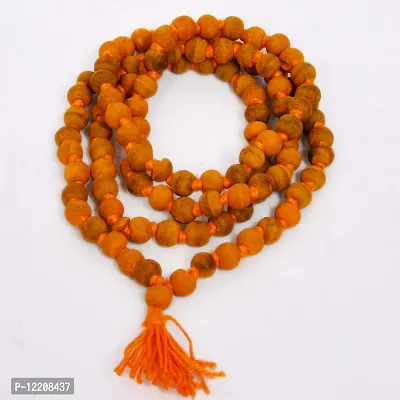 Jai Maa Ganga Rudraksh Natural Haldi Mala 108+1 Beads, Rosary Turmeric Jaap Mala (7 mm Bead)